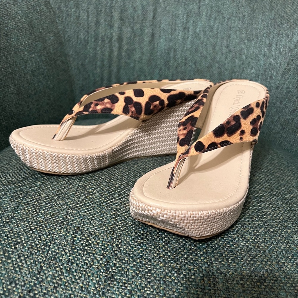 Leopard Print Wedge Sandals